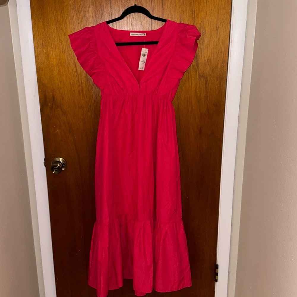 Abercrombie and Fitch, hot pink maxi dress